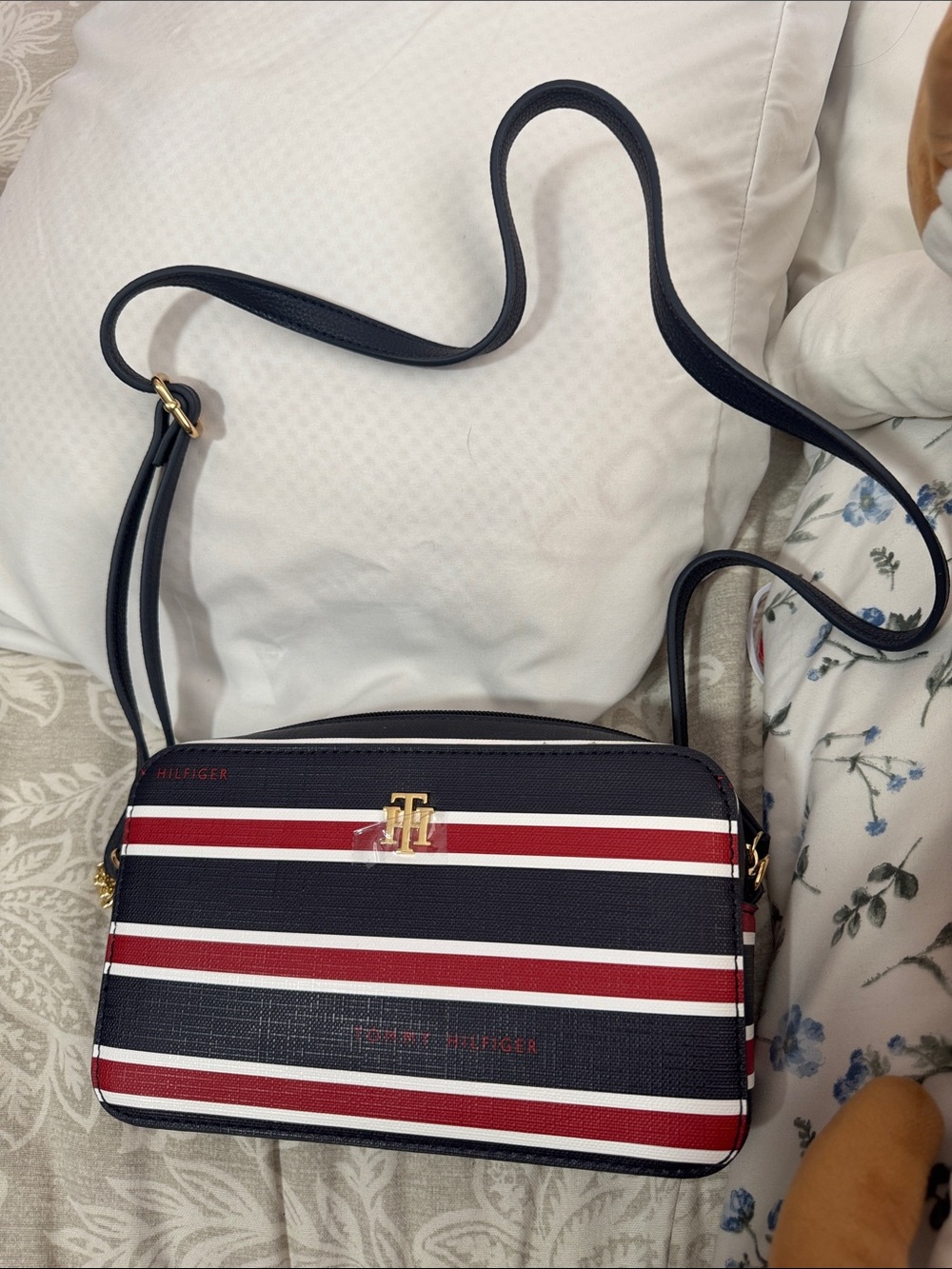 Tommy Hilfiger Navy, Red & White Striped Crossbody Bag
